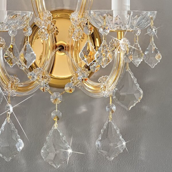 KOLARZ Maria Louise aplică auriu 24 kt 2 bec., reglabil, Transparent, Camera de zi / sufragerie, Cristal, Antichitate