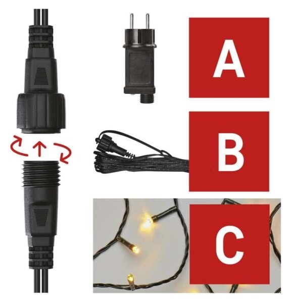 Ghirlandă LED pentru exterior 100 LED/15 m IP44 alb cald