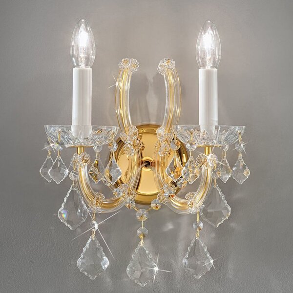 KOLARZ Maria Louise aplică auriu 24 kt 2 bec., reglabil, Transparent, Camera de zi / sufragerie, Cristal, Antichitate