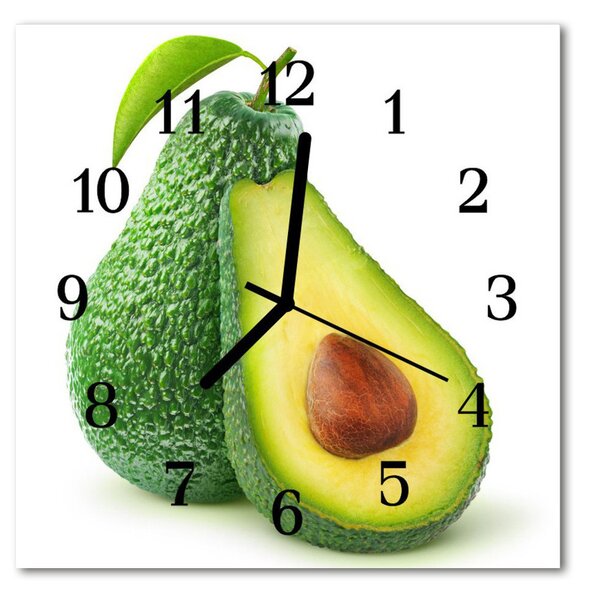 Ceas de perete din sticla pătrat Avocado Avocado verde