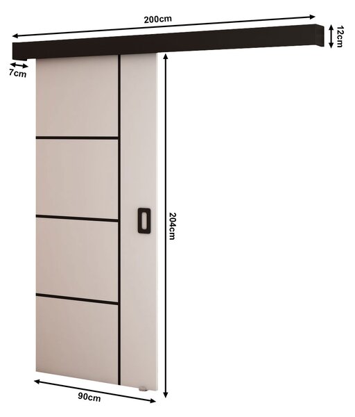 Uși culisante 90 cm Bethany V (alb mat + negru mat). 1043496