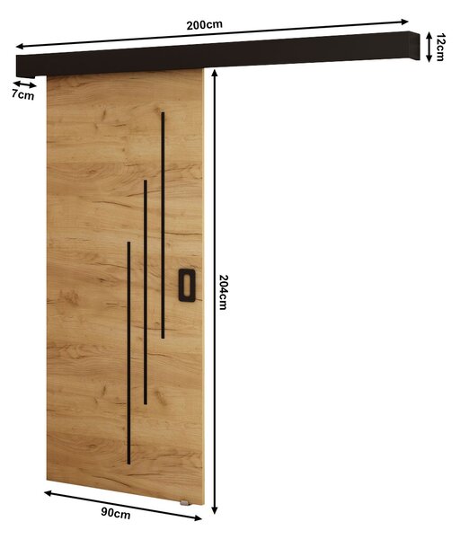 Uși culisante 90 cm Bethany VI (craft auriu + negru mat). 1043498