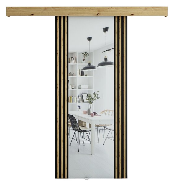 Uși culisante 90 cm Myles I (stejar artisan + negru mat). 1043556