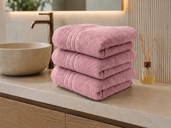 Prosop de baie CLASSIC COLOR 70 x 140 cm roz antic, 100% bumbac