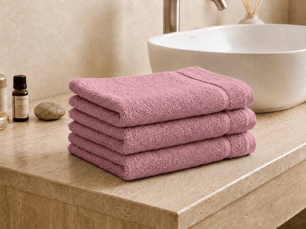 Prosop CLASSIC COLOR mic roz prafuit 30x50 cm, 100% bumbac