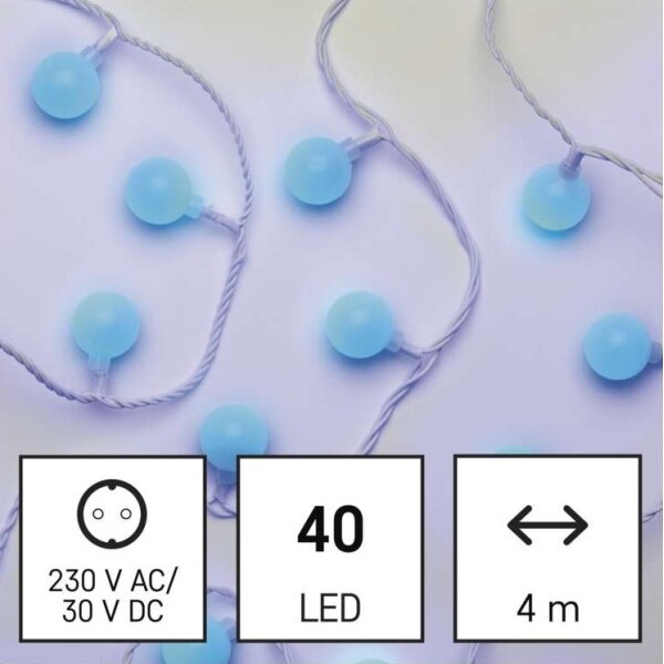 Ghirlandă LED de exterior, 40 LED, 9 m, IP44, albastră