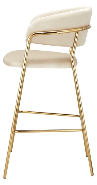 KONDELA Scaun de bar de design, ţesătură bej Velvet/gold crom auriu, DASMIN TIP 2