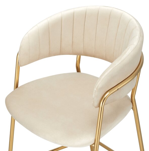 KONDELA Scaun de bar de design, ţesătură bej Velvet/gold crom auriu, DASMIN TIP 2