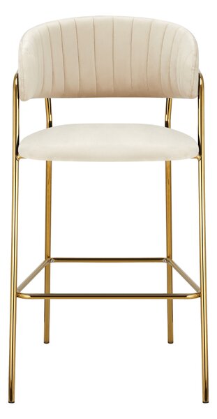 KONDELA Scaun de bar de design, ţesătură bej Velvet/gold crom auriu, DASMIN TIP 2
