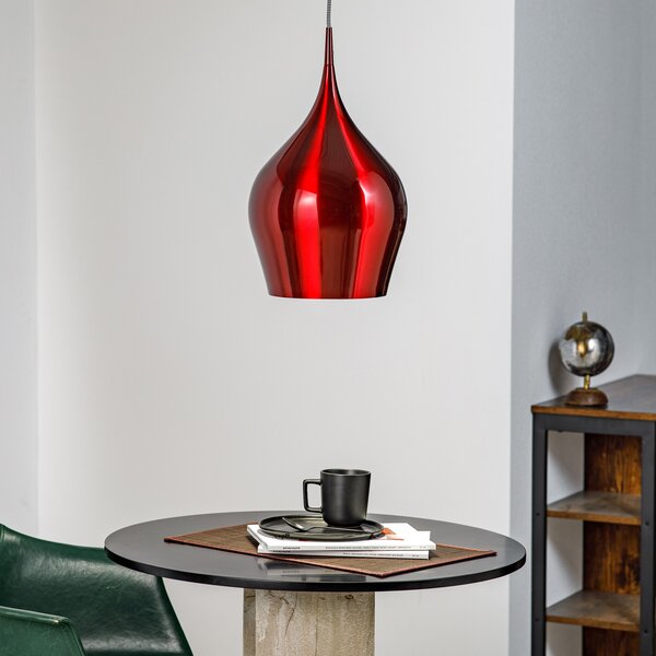 Searchlight Lampă suspendată Vibrant Ø 26cm, roșu, reglabil, Roșu, Camera de zi / sufragerie, Metal, Modern