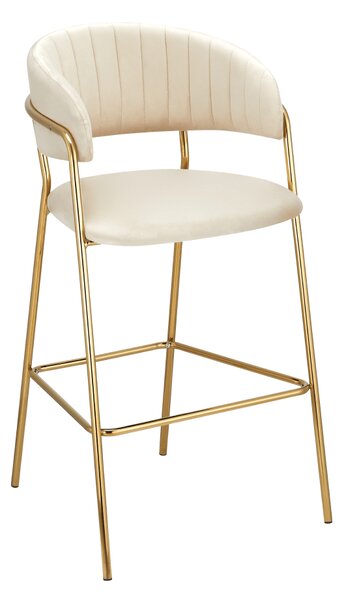 KONDELA Scaun de bar de design, ţesătură bej Velvet/gold crom auriu, DASMIN TIP 2