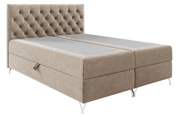 KONDELA Pat cu boxspring, 200x200, ţesătură bej catifea, GULIETTE + cadou