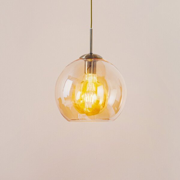 Searchlight Lampă susp Balls sferă sticlă amber 25cm, reglabil, Camera de zi / sufragerie, Sticlă, Modern, Suspensie cu flacără unică