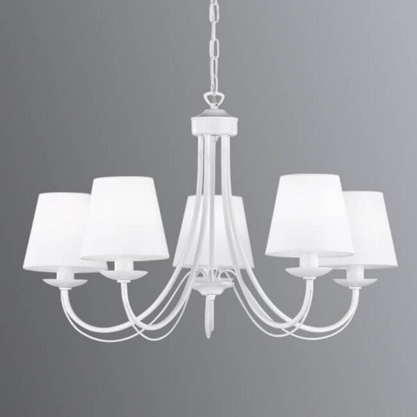 Trio Lighting Candelabru Cortez, alb, 5 becuri, reglabil, Alb, Camera de zi / sufragerie, Metal, Pandantiv cu flacără multiplă