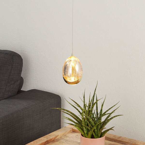 Schuller Valencia Suspensie LED Rocio 1-lumină, metal, sticlă, auriu, Transparent, Camera de zi / sufragerie, Metal