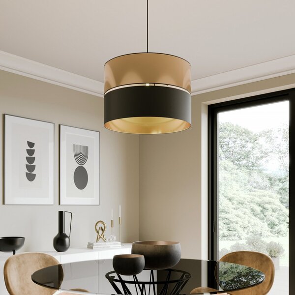 TK Lighting Lampă suspendată Hilton, negru/auriu, 1 bec, reglabil, Negru, Camera de zi / sufragerie, Metal, Modern