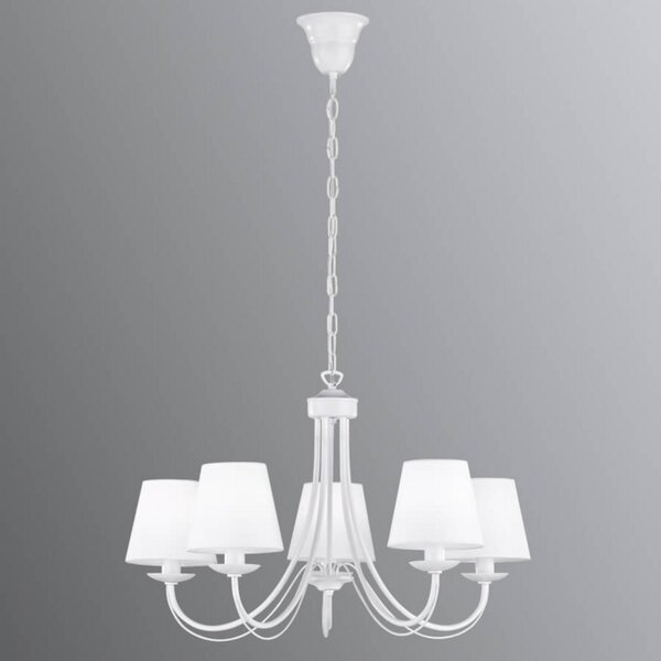 Trio Lighting Candelabru Cortez, alb, 5 becuri, reglabil, Alb, Camera de zi / sufragerie, Metal, Pandantiv cu flacără multiplă