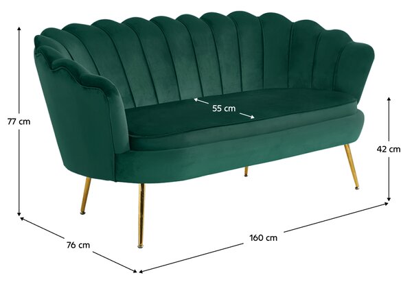 KONDELA Canapea de lux, 2,5 locuri, smarald / auriu, Art-deco, NOBLIN