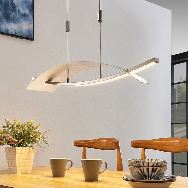 Lucande Lampă suspendată LED Marija, 91 cm, argintiu, dimabil, reglabil, Metalic, Camera de zi / sufragerie, Metal, Modern