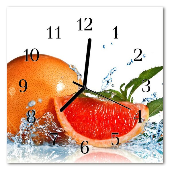 Ceas de perete din sticla pătrat Grapefruit fructe Orange