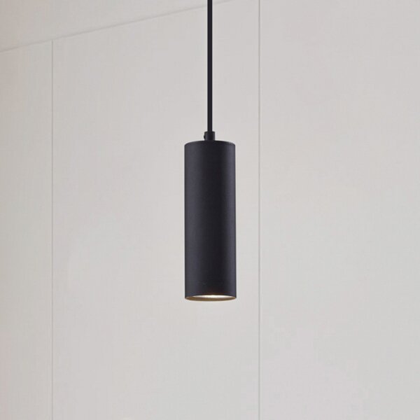 Lindby Lampă suspendată Joffrey, Ø 6 cm, negru, metal, GU10, reglabil, Negru, Camera de zi / sufragerie, Metal, Modern