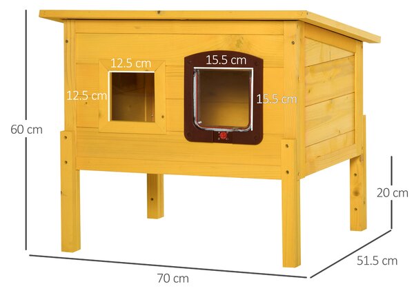 PawHut Cușcă pentru Animale Domestice din Lemn de Brad, 70x51.5x60cm | Aosom Romania