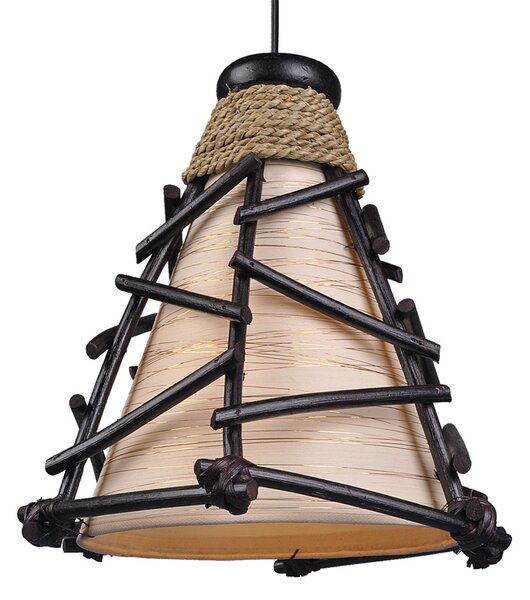 Woru Romy lampă decorativă suspendată cu lemn, reglabil, Lemn, Camera de zi / sufragerie, Țesătură / Textil, Design