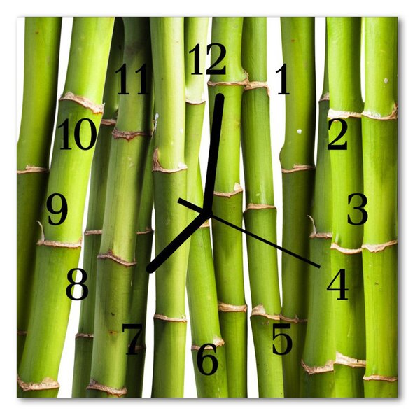 Ceas de perete din sticla pătrat Bambus Bamboo Green