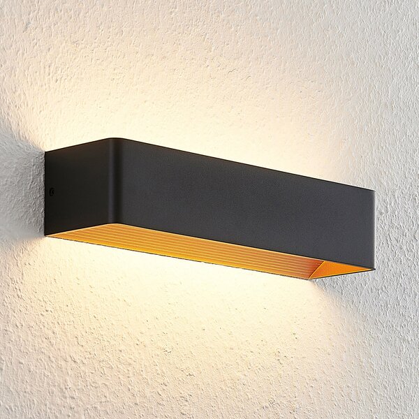 Arcchio Aplică de perete Karam, 37 cm, negru, metal, sus/jos, reglabil, Negru, Camera de zi / sufragerie, Aluminiu, Modern