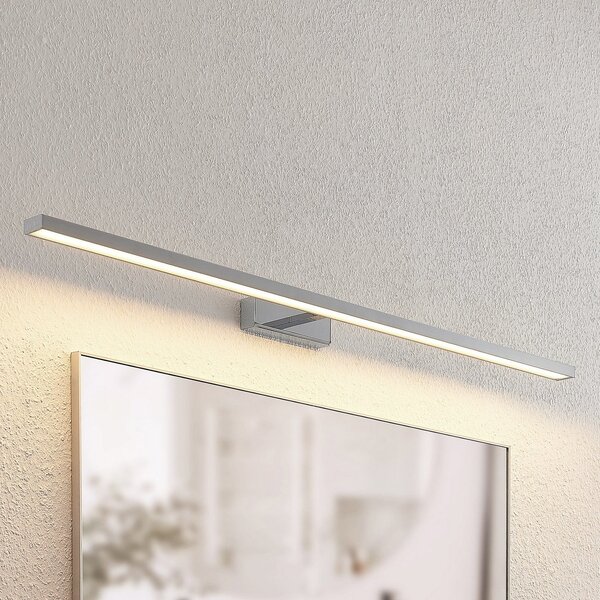 Lindby LED oglindă luminoasă Jukka, 120 cm, crom, metal, IP44, Metalic, Baie, Aluminiu, Modern