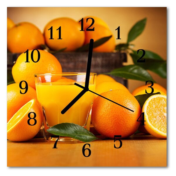 Ceas de perete din sticla pătrat Portocale fructe Orange
