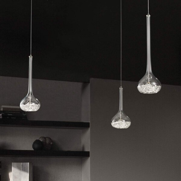 Sil-Lux Lampă suspendată cu trei lumini Graal, Transparent, Camera de zi / sufragerie, Metal, Modern