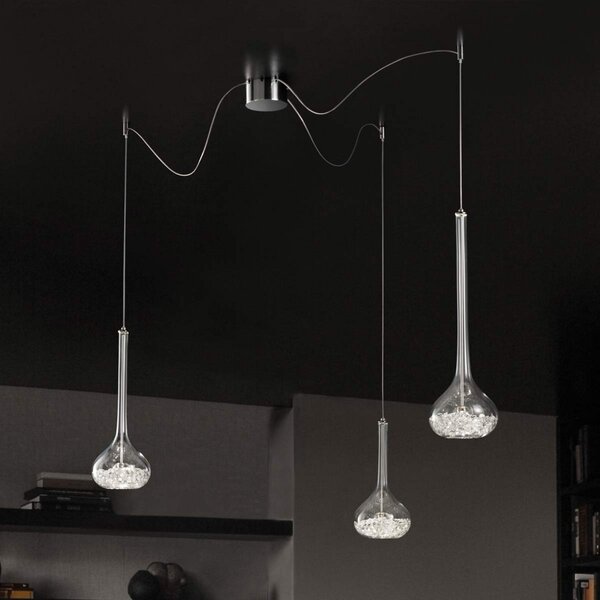 Sil-Lux Lampă suspendată cu trei lumini Graal, Transparent, Camera de zi / sufragerie, Metal, Modern
