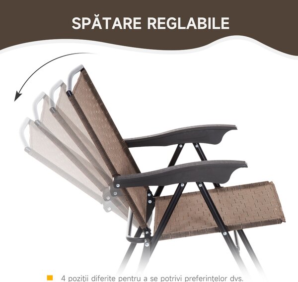 Outsunny Set de mobilier pentru gradina cu masa din sticla securizata, mobilier exterior, maro | Aosom Romania