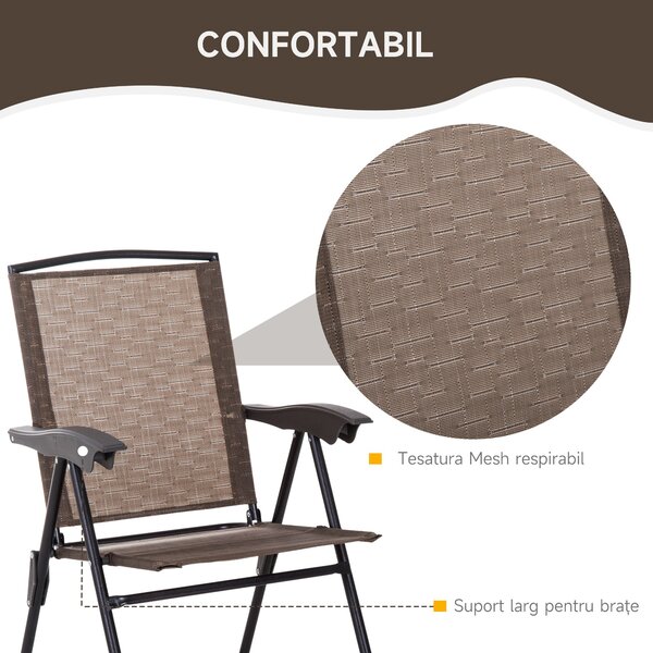 Outsunny Set de mobilier pentru gradina cu masa din sticla securizata, mobilier exterior, maro | Aosom Romania