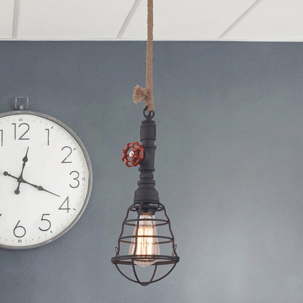 Näve Lampă suspendată design industrial, negru, reglabil, Negru, Camera de zi / sufragerie, Metal, Design industrial
