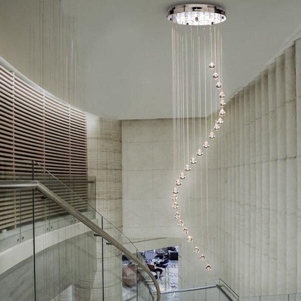 Searchlight Lampă suspendată Hallway perdea de cristale 180 cm, reglabil, Metalic, Hol, Metal