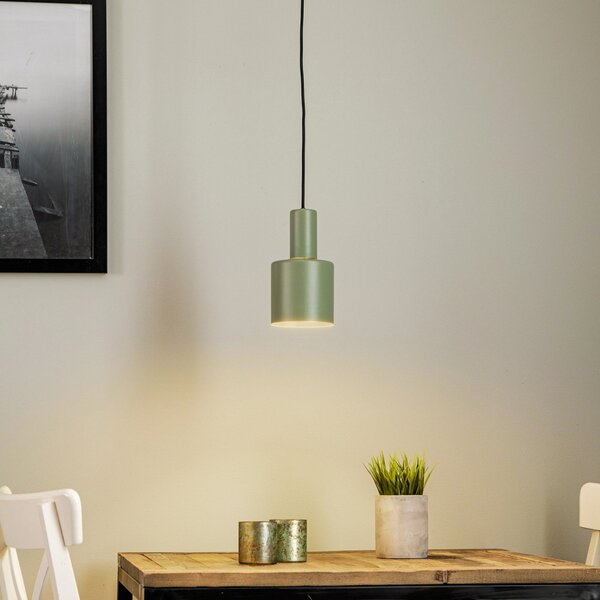 Euluna Selma lampă suspendată, 1 bec, verde, Ø 11 cm, reglabil, Verde, Camera de zi / sufragerie, Metal, Modern