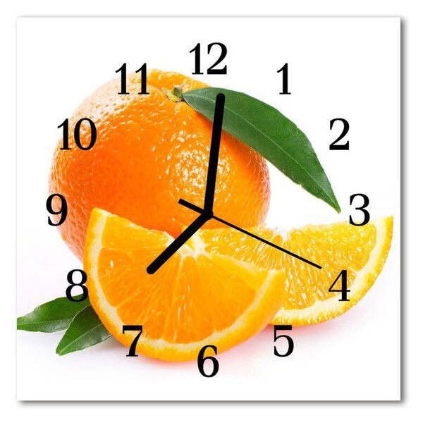 Ceas de perete din sticla pătrat Portocale fructe Orange