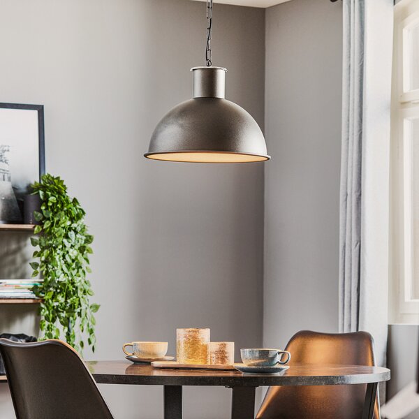 Argon Lampă suspendată Emoti, 1 bec, antracit, reglabil, Negru, Camera de zi / sufragerie, Metal, Design industrial
