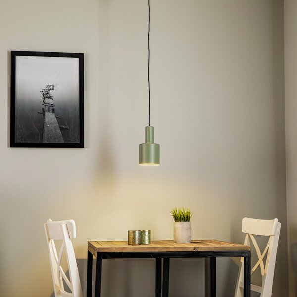 Euluna Selma lampă suspendată, 1 bec, verde, Ø 11 cm, reglabil, Verde, Camera de zi / sufragerie, Metal, Modern