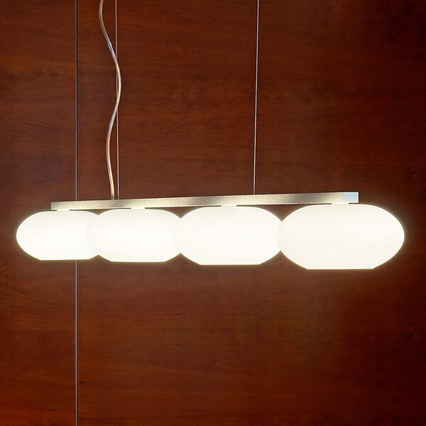 Casablanca Aih - Lampă suspendată cu patru abajururi din sticlă, reglabil, Alb, Camera de zi / sufragerie, Metal, Design
