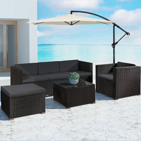 Juskys Set ratan de gradina Punta Cana L - perne negre/antracit
