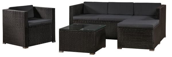 Juskys Set ratan de gradina Punta Cana L - perne negre/antracit