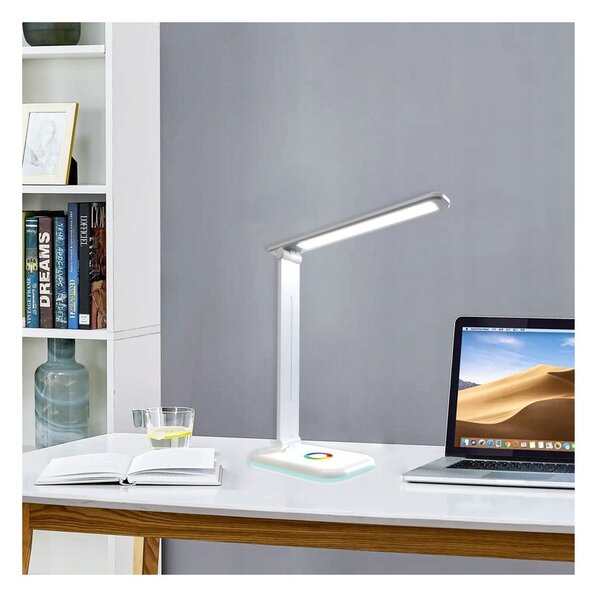 Lampa de birou Alma, LED 12W, 960 lm, temperatura reglabila CCT, RGB, IP20, alba