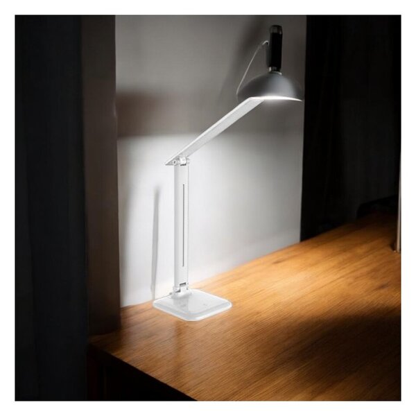 Lampa de birou Marina, LED SMD, 4500K, 450 lm, 3 trepte intensitate, buton tactil, cablu 150 cm, alb