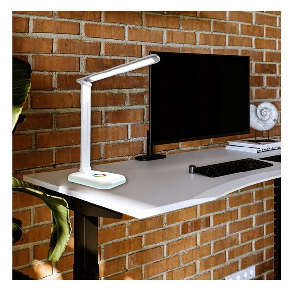 Lampa de birou Alma, LED 12W, 960 lm, temperatura reglabila CCT, RGB, IP20, alba