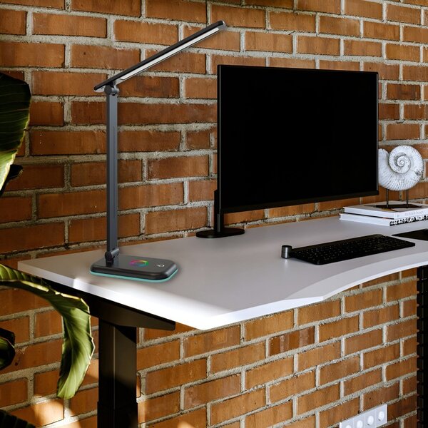Lampa de birou reglabila, LED RGB 12W, 960 lm, lumina reglabila 3 CCT, IP20, negru