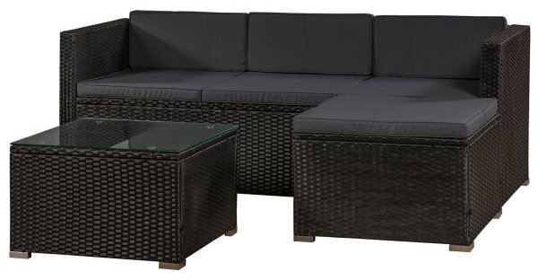 Juskys Set ratan de gradina Punta Cana L - perne negre/antracit