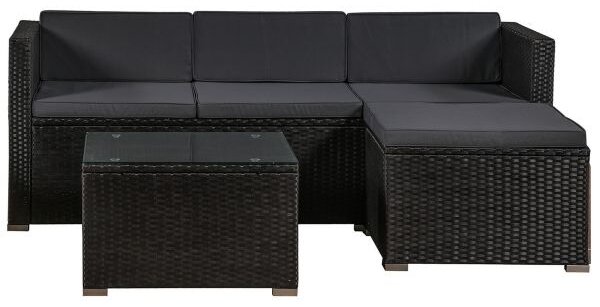 Juskys Set ratan de gradina Punta Cana L - perne negre/antracit